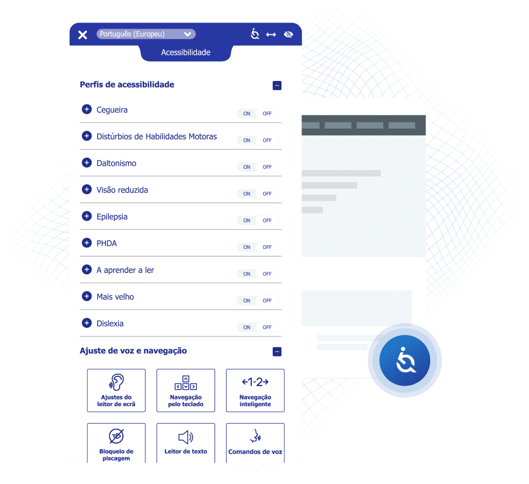 Ilustração de um navegador da internet e, à esquerda temos o widget da EqualWeb.
