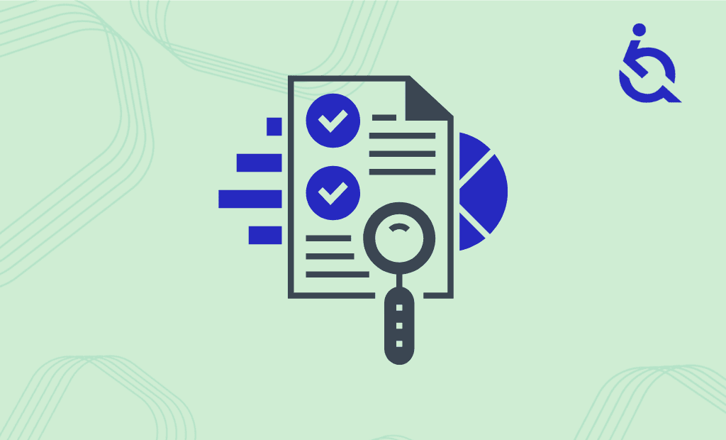 Arte com fundo verde e elemento gráfico a simbolizar auditoria, acompanhada do logótipo da EqualWeb Acessibilidade Digital.